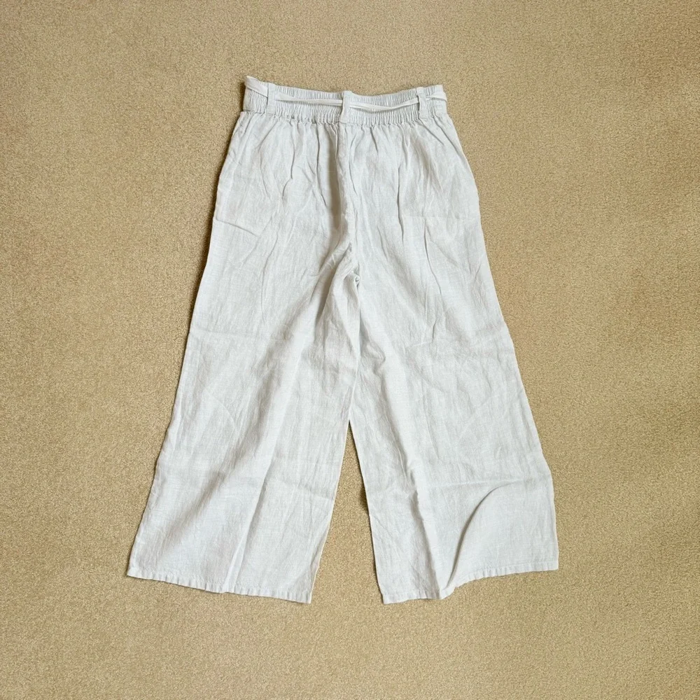 H by Halston Cream Wide Leg Linen Pants Womens Small - Picture 5 of 6